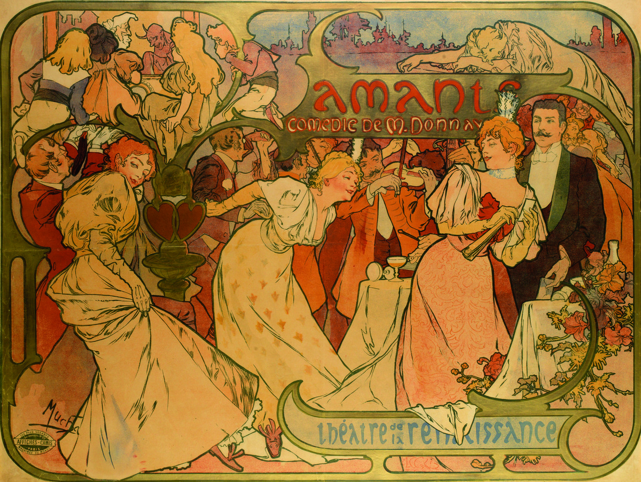 Copyright Alphonse Mucha The lovers 1895 Lithography, 100,4x131,4 cm Portu Gallery Investments s.r.o., Prague