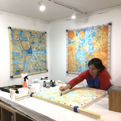 Peinture sur soie artisan d'art Lyon