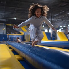 Enfant sautant sur un trampoline
