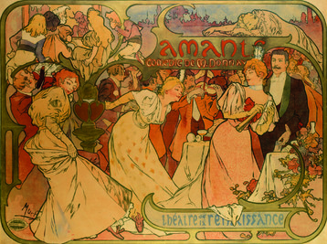 Copyright Alphonse Mucha The lovers 1895 Lithography, 100,4x131,4 cm Portu Gallery Investments s.r.o., Prague
