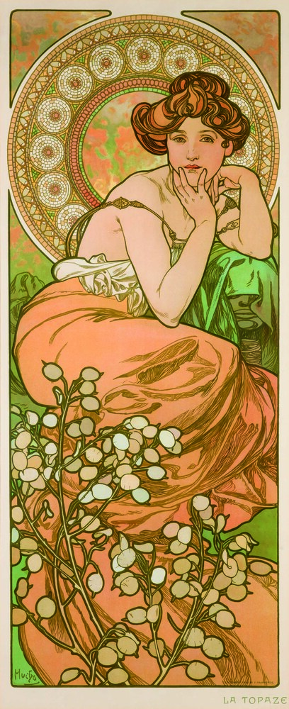 Copyright Alphonse Mucha Precious Stones – Topaz 1900 Lithography, 63,5x123,5 cm Portu Gallery Investments s.r.o., Prague